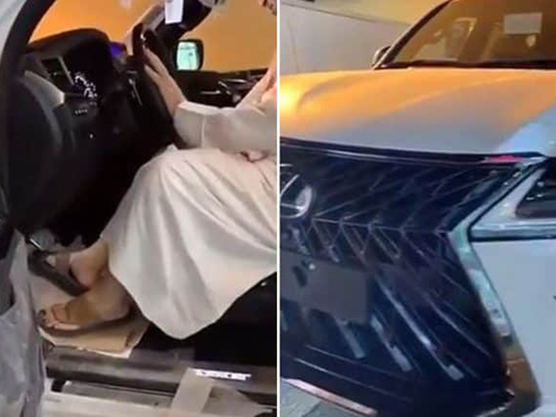 اضغط لمشاهدة الفيديو: سعودية تفاجئ زوجها بهدية جيب لكزس